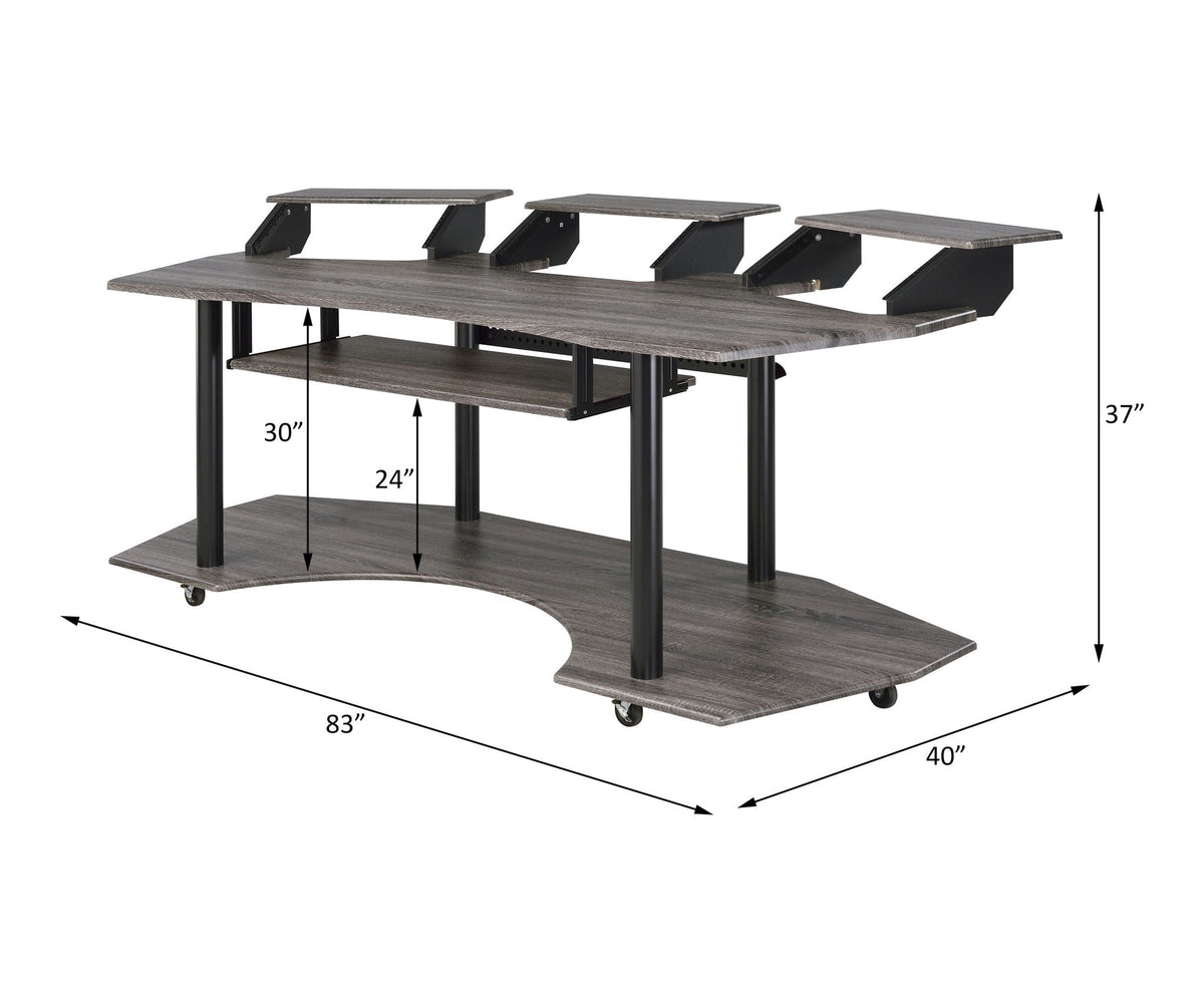 Music Recording Studio Desk Wood Workstation – Light Brown or Dark Gray