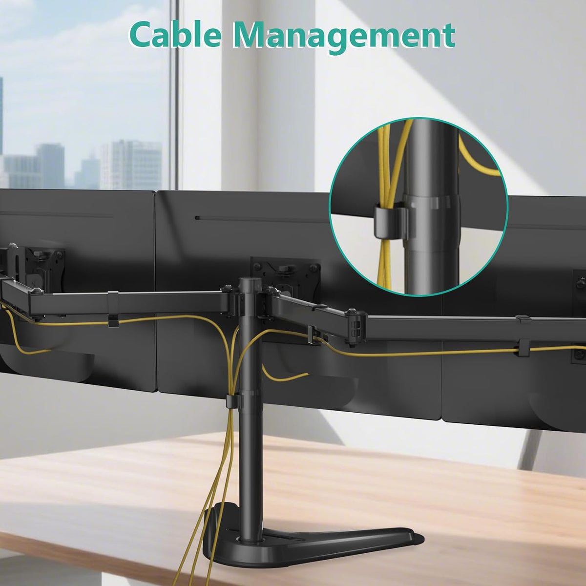 Freestanding Triple Monitor Stand for 13-27 Inch Screens,22Lbs per Arm