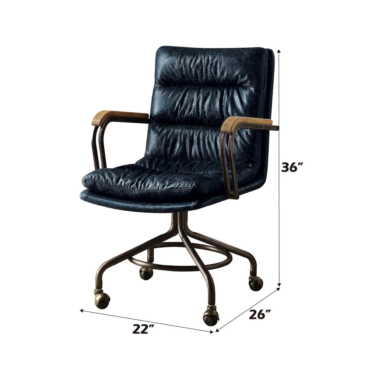 Retro Top-Grain Leather Swivel Office Chair