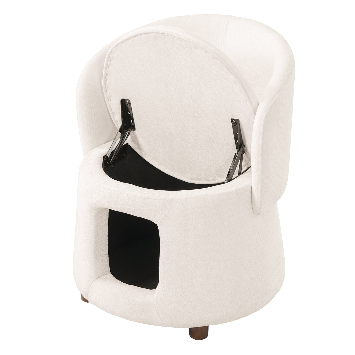 Beige Pet Friendly Chair with Hidden Pet Nook and Storage Seat - Beige