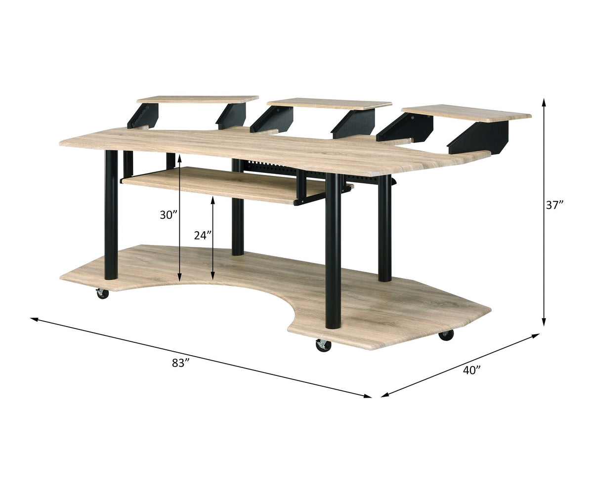 Music Recording Studio Desk Wood Workstation – Light Brown or Dark Gray
