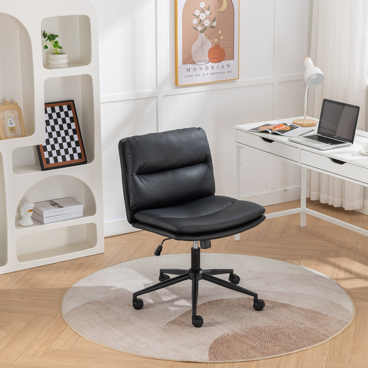Adjustable Swivel Criss-Cross Office Chair with Wide Seat - Black