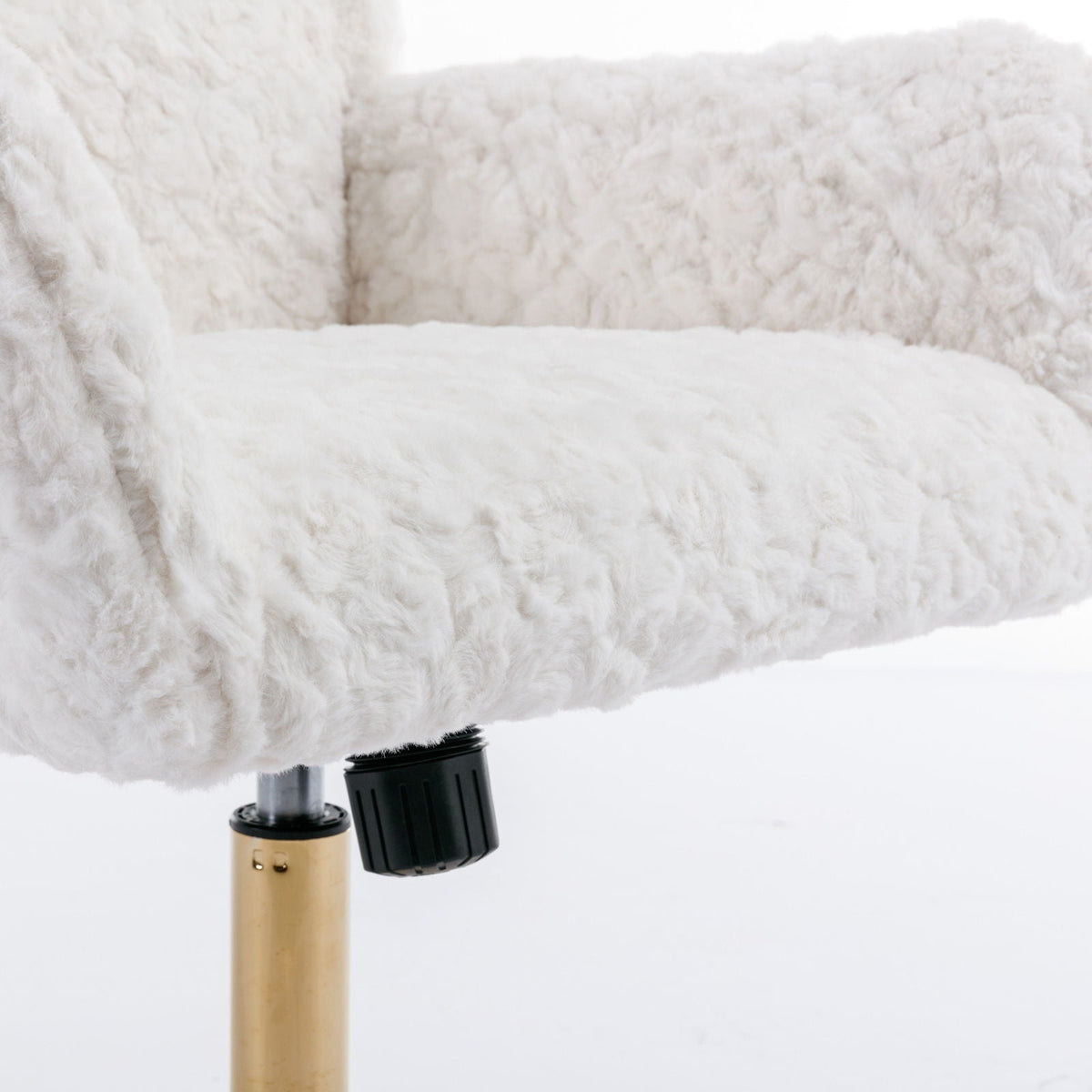 Artificial Rabbit Hair Office Chair with Metal Base - Swivel, Adjustable Height