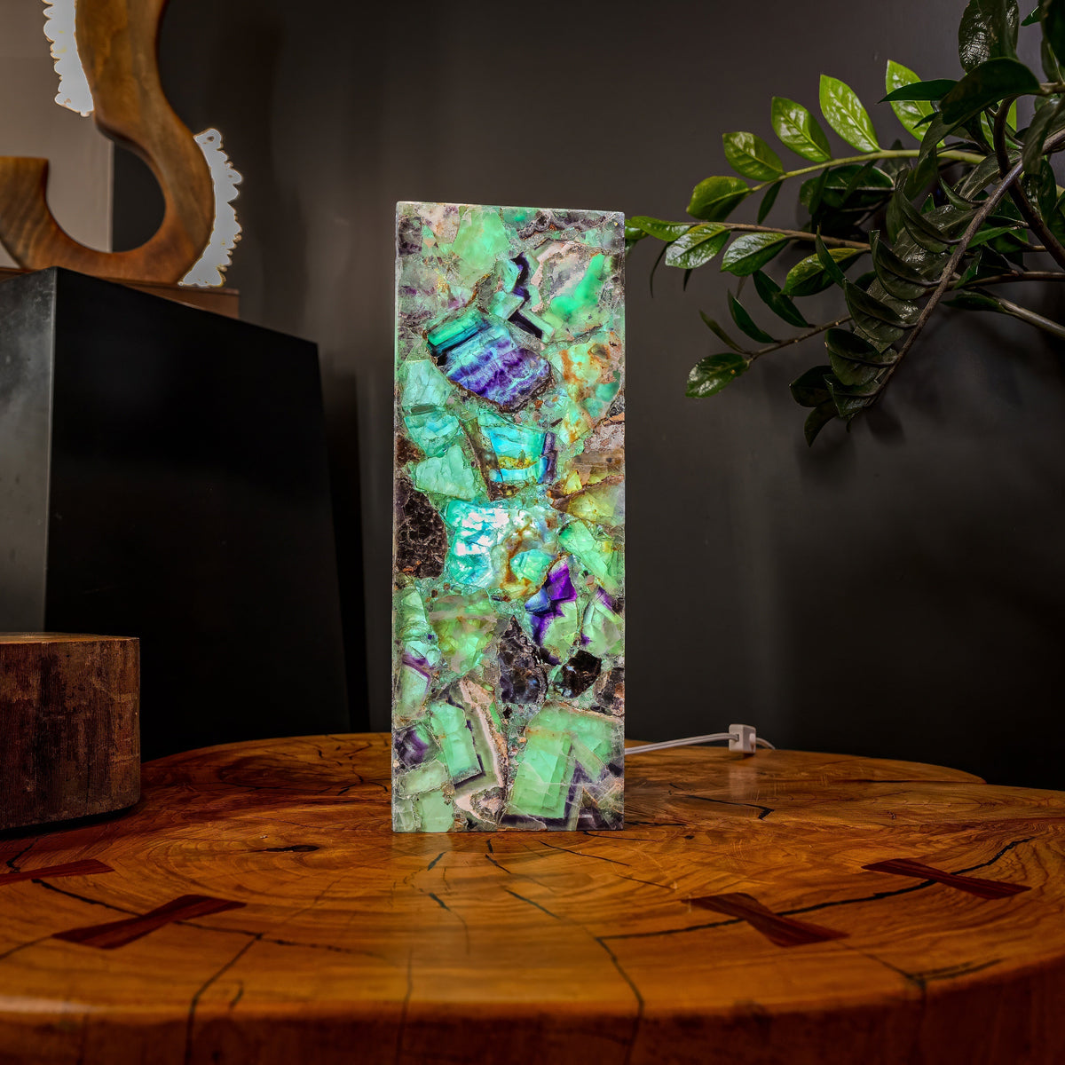 Fluorite Crystal Table Lamp #3 (Small Size)