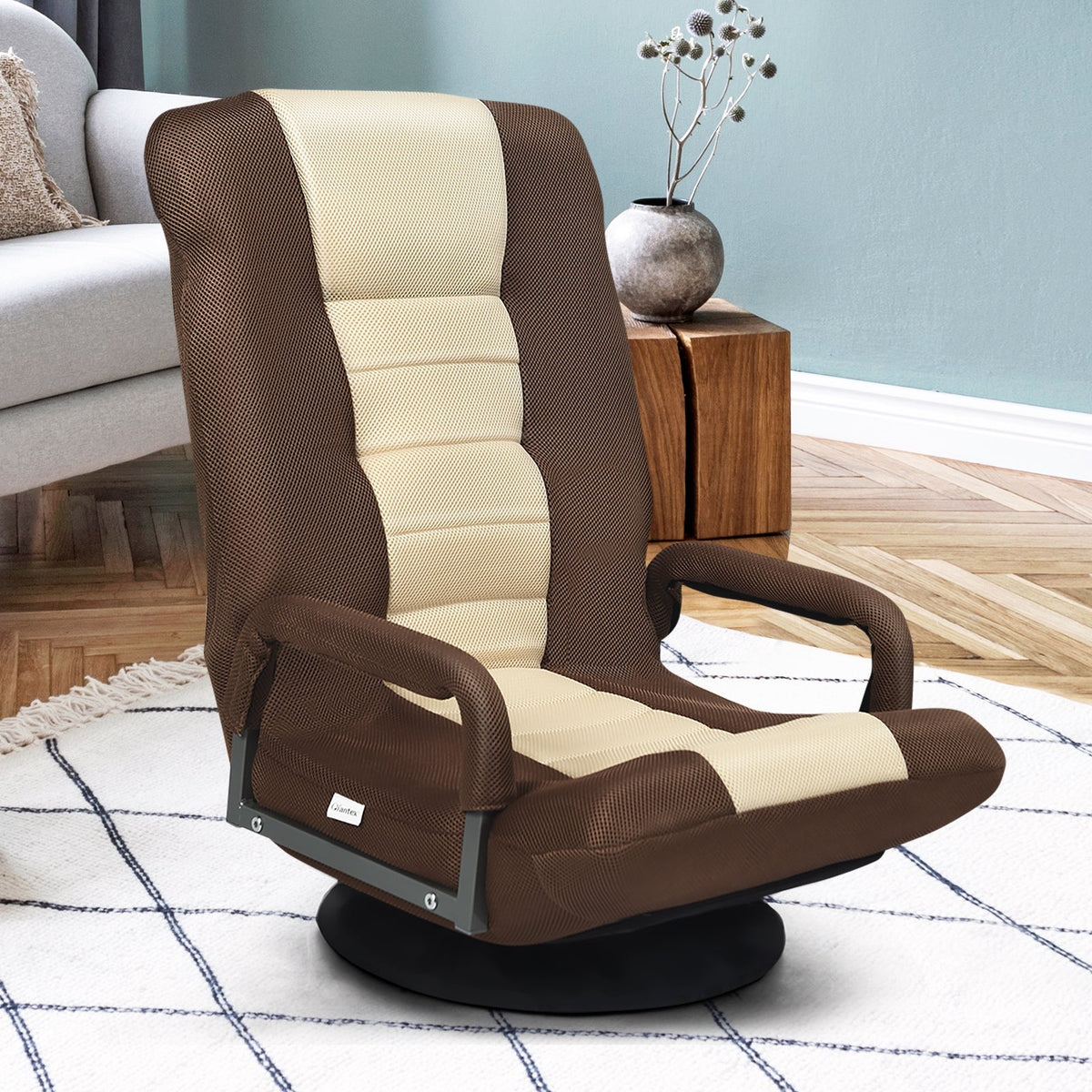360° Swivel Gaming Floor Chair with Adjustable, Foldable Backrest