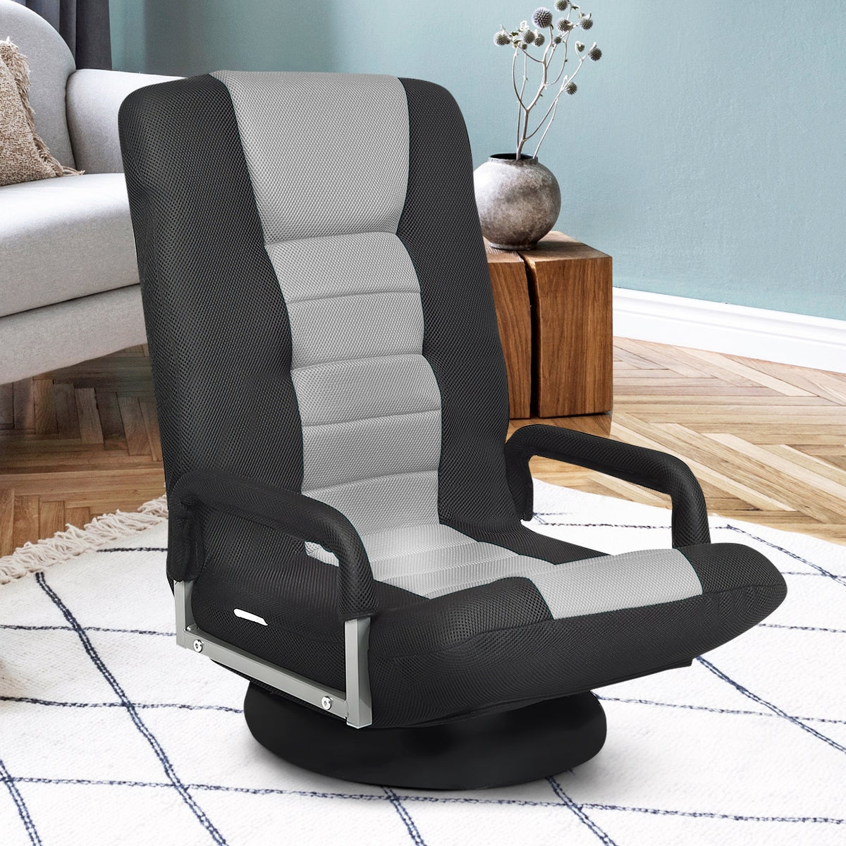 360° Swivel Gaming Floor Chair with Adjustable, Foldable Backrest