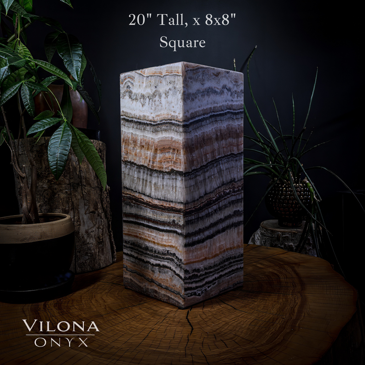 Tangerine Sierra Onyx Lamp (Medium Square Table Lamp #5)