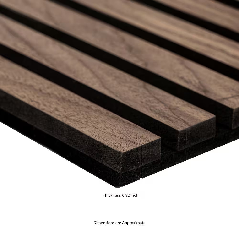 Harmony Sable Wood Slat 0.83 In. T X 9.5 In. X 94.5 In. Brown Sound Absorbing Panel 2 Pack (24.8 SQ FT)