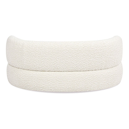 Ivory White Curved Dog Sofa Bed with Boucle Upholstery - Medium