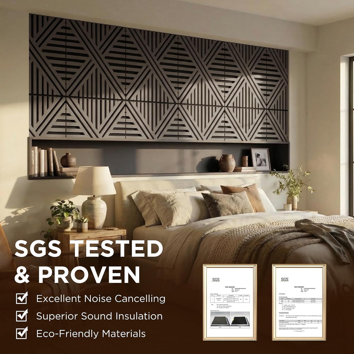 Acoustic Wall Panels, Decorative Acoustic Panels for Walls 23.6"X23.6", Sound Absorbing Wood Wall Panels for Interior Wall Decor, PVC Wood Grain HDF Acoustic Panels (Dark Grey, 4 Pack)