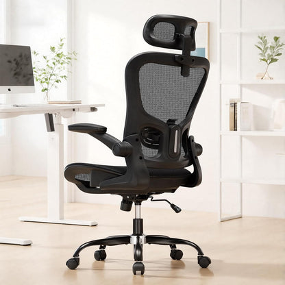 Office Chair, Home Ergonomic Desk Chair with High Back Mesh, Mesh Office Computer Desk Chairs with Adjustable Lumbar Support, Rolling Work Swivel Task Chairs with 3D Armrests and Headrest