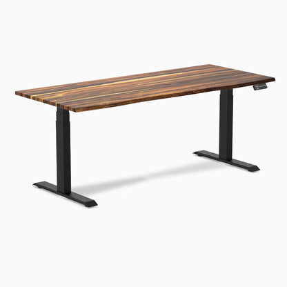 Dual Hardwood Sit Stand Desk - White Oak / 80 X 30 Inches / Matte Black