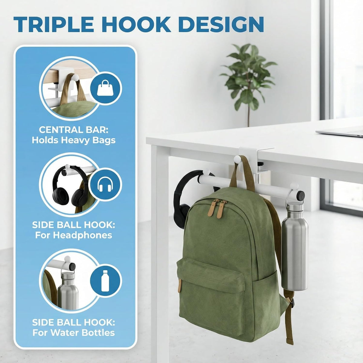 Desk Bag Hook, Bag Hook for Desk, Backpack Hook for Desk, Bag Holder Clamp