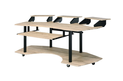 Music Recording Studio Desk Wood Workstation – Light Brown or Dark Gray