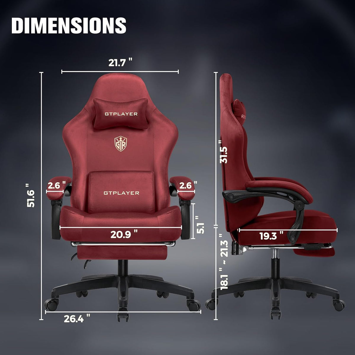 Big and Tall Gaming Chair 400Lbs Heavy Duty Office Chair with Foot Rest, High Back Pocket Spring Ergonomic Computer Chair for Adults, Wide Comfy Seated Cushion with Linkage Armrests, Red