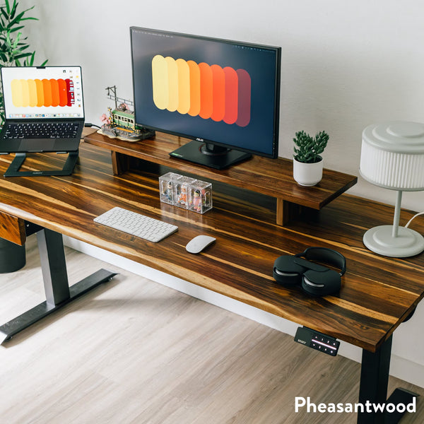 Dual Hardwood Sit Stand Desk - White Ash / 80 X 30 Inches / Space Gray
