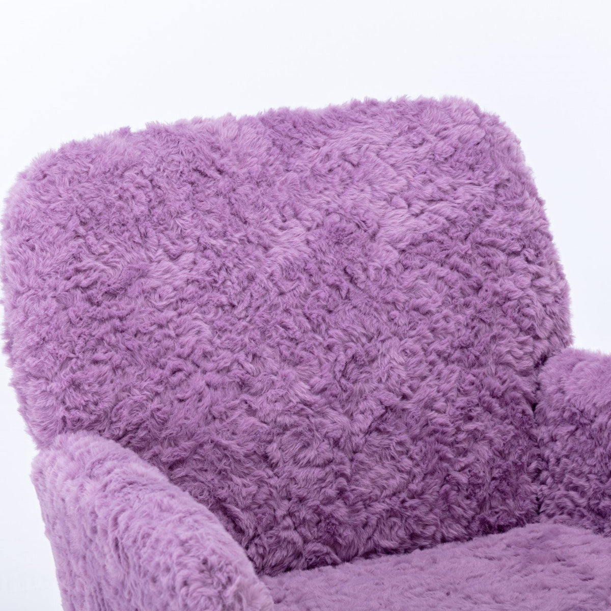 Artificial Rabbit Hair Office Chair with Metal Base - Swivel, Adjustable Height