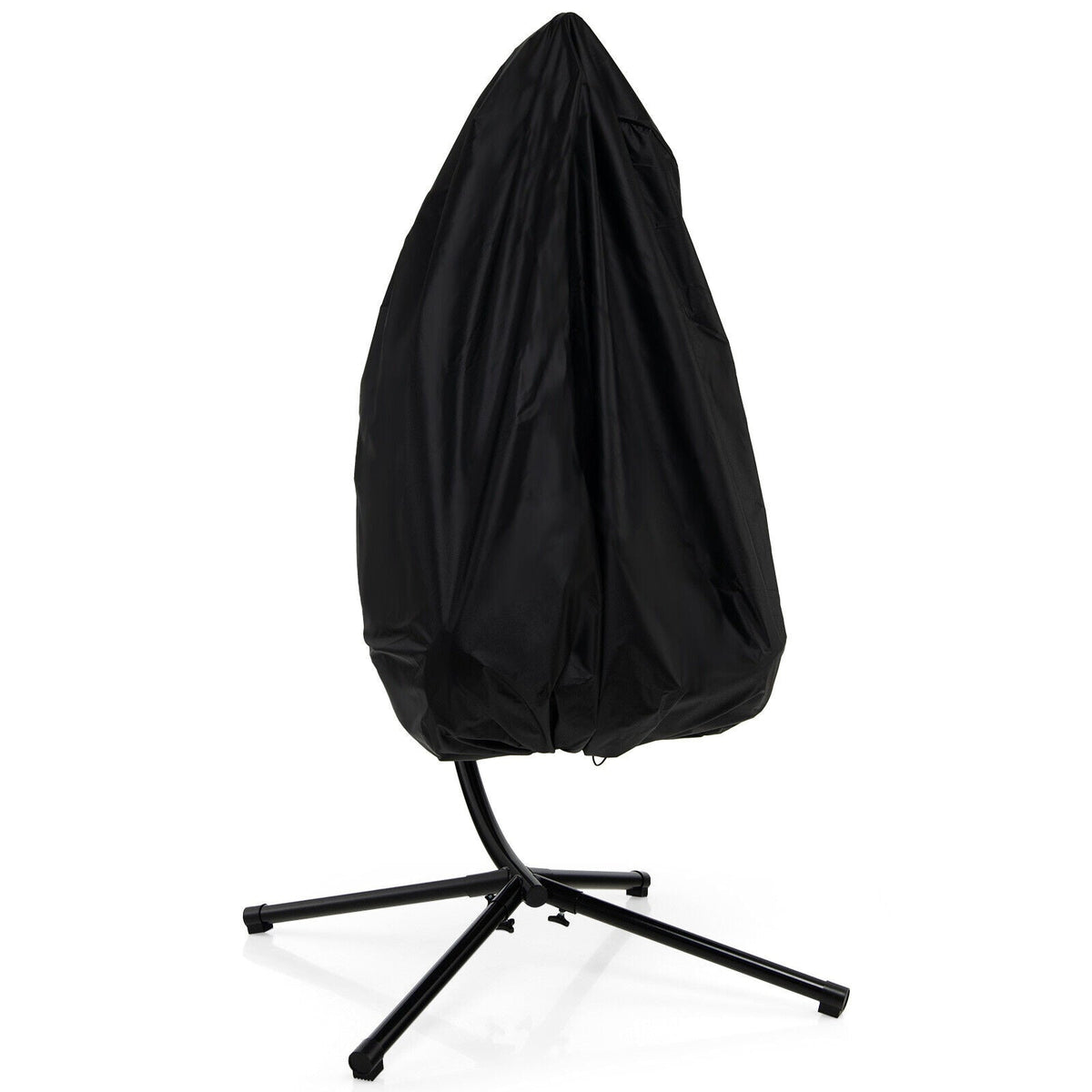 Hanging Egg Chair with Stand, Folding Basket & Waterproof Cover – Gray