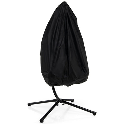 Hanging Egg Chair with Stand, Folding Basket & Waterproof Cover – Gray