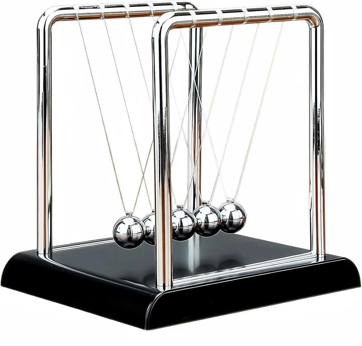 Newtons Cradle Balance Pendulum Balls, Swinging Kinetic Balls with Black Base, Science Physics Educational Learning Tool, Office Home Creative Decoration, Stress Relief Fidget Desk Toy (Large)