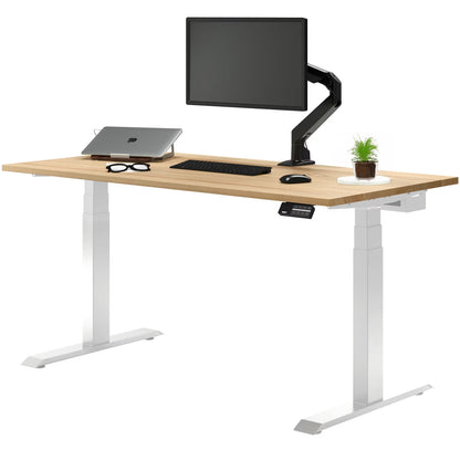 Dual Hardwood Sit Stand Desk - White Ash / 72 X 30 Inches / White