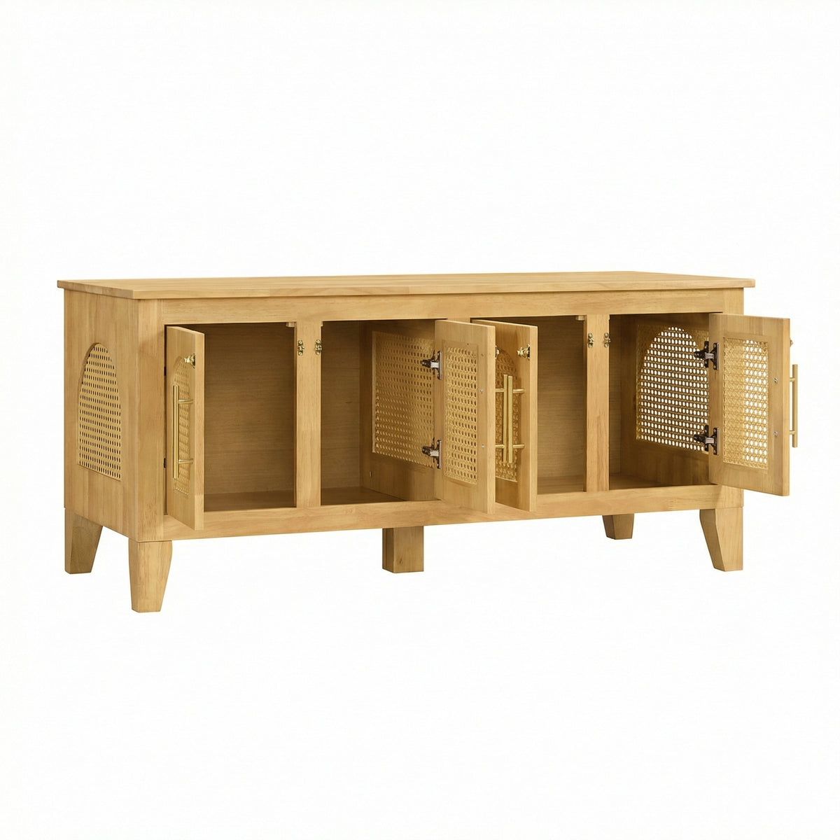 Lars Indoor Rattan Rubber Wood Dog Crate Cabinet with Storage - Natural