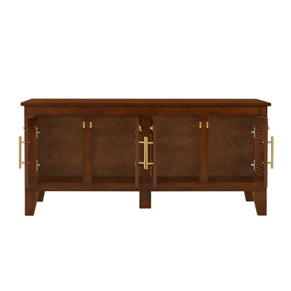 Rattan Dog Crate Cabinet with Rubber Wood Frame - Natural Finish