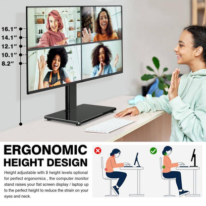 11.8 In. X 18.4 In. Free-Standing Monitor Riser, Height Adjustable Desk Accessories for 13-32 In. Screens, Black