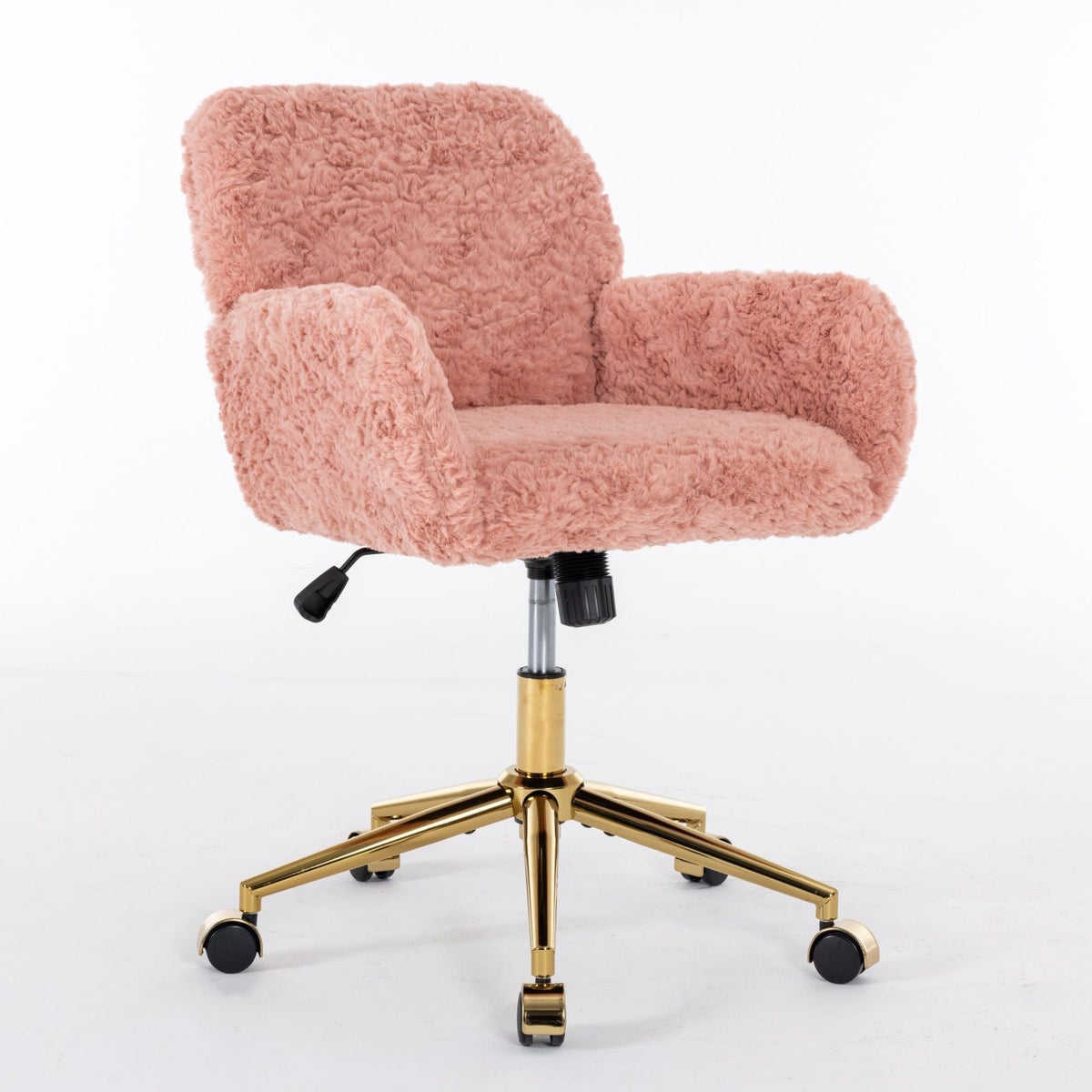 Artificial Rabbit Hair Office Chair with Metal Base - Swivel, Adjustable Height