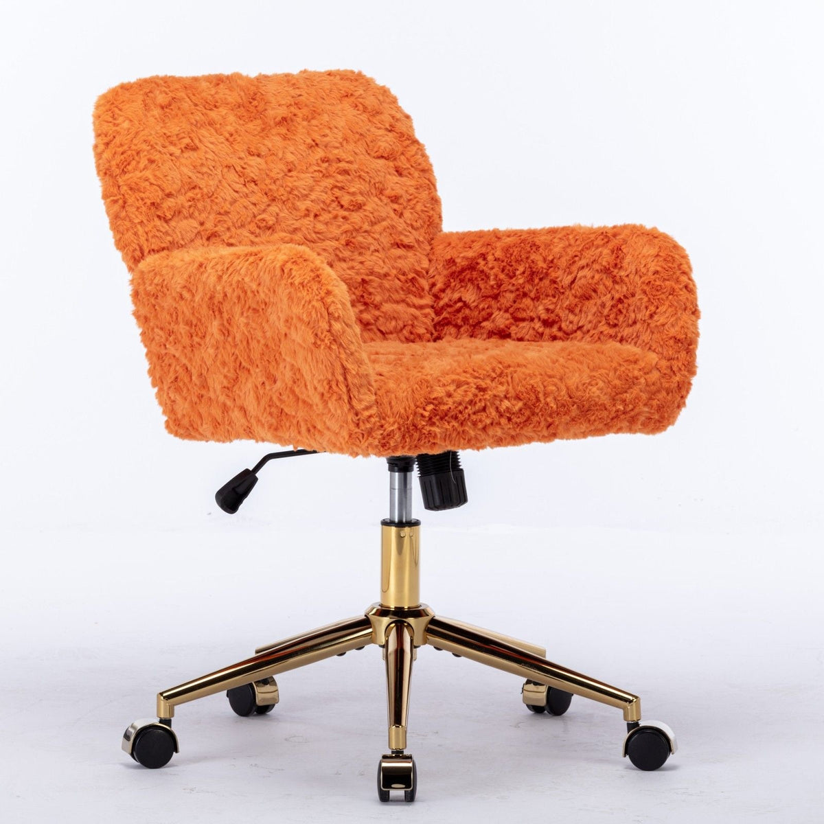 Artificial Rabbit Hair Office Chair with Metal Base - Swivel, Adjustable Height