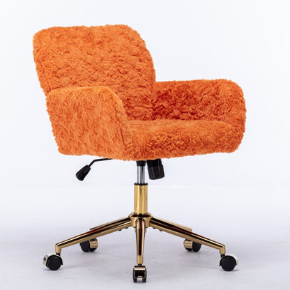 Artificial Rabbit Hair Office Chair with Metal Base - Swivel, Adjustable Height
