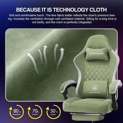 Gaming Chair, Computer Office Chair with Pocket Spring Cushion, Linkage Armrests and Footrest, High Back Ergonomic Computer Chair with Lumbar Support Task Chair with Footrest
