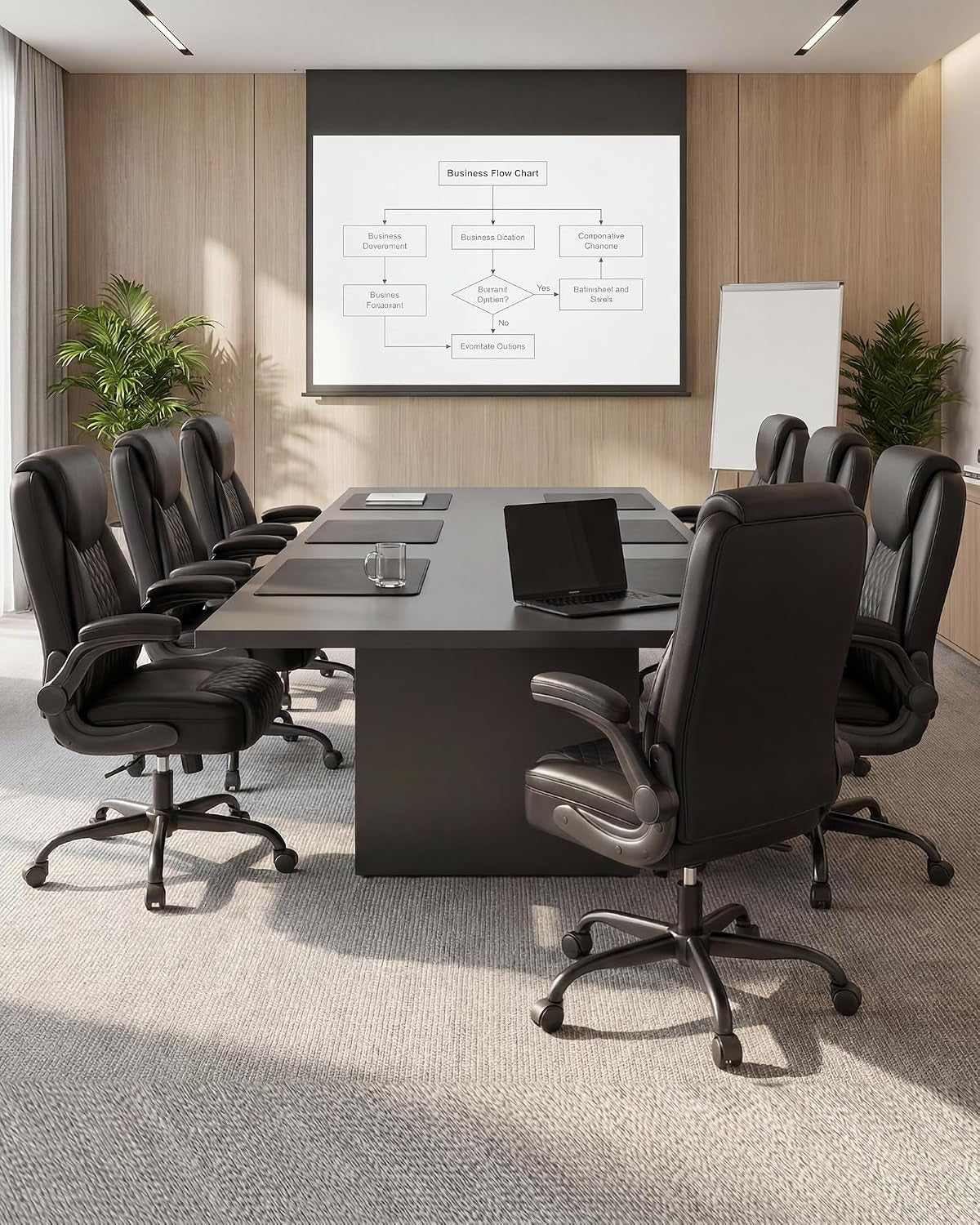 Mid-Back Office Chair, Ergonomic PU Desk Chair with Flip up Arms, Small Computer Gaming with Comfy Lumbar Support,Rocking Function,Sturdy Metal Base, Ink Black