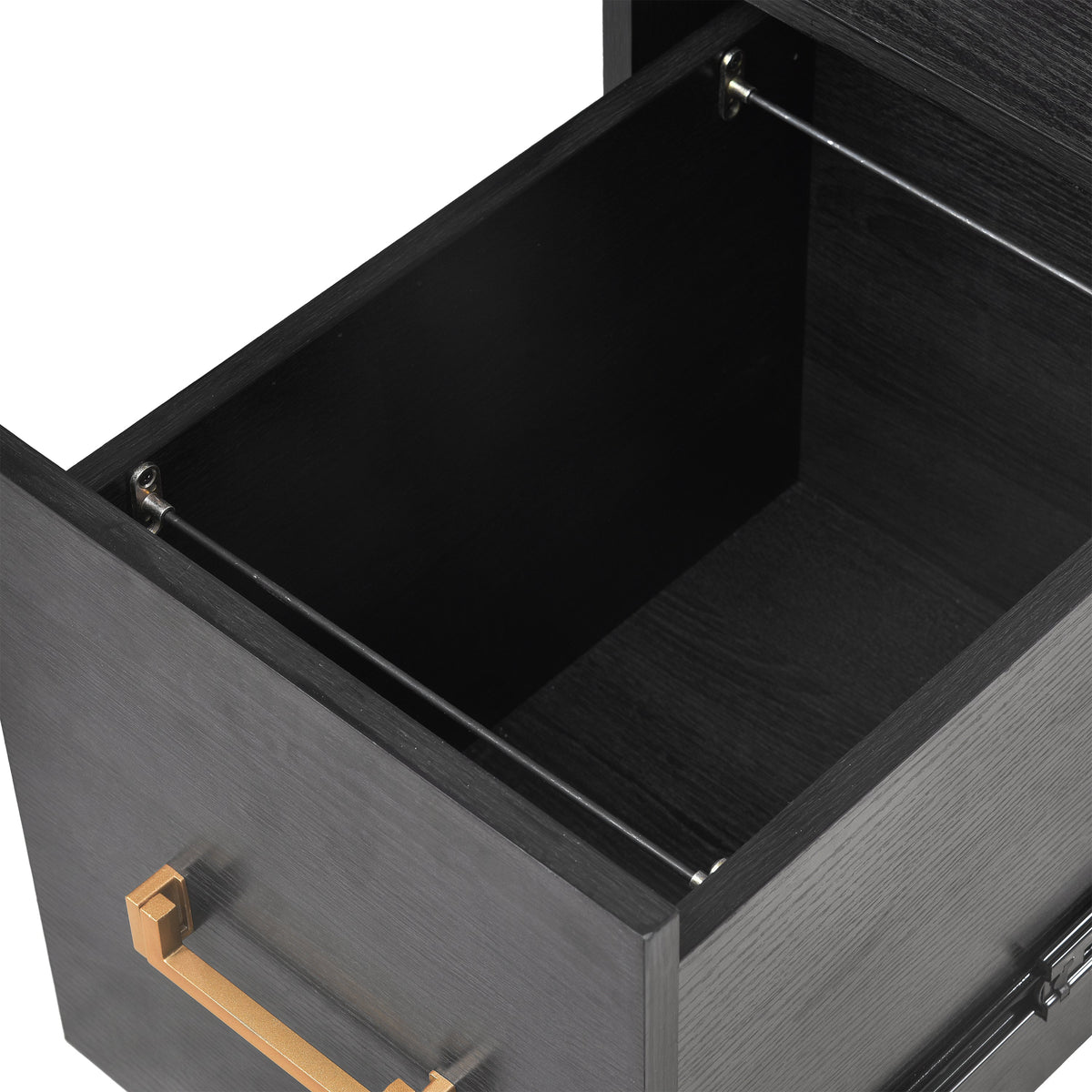 70" Traditional Executive Desk with Metal Trim, 2 File Drawers & USB/Power Outlets – Black