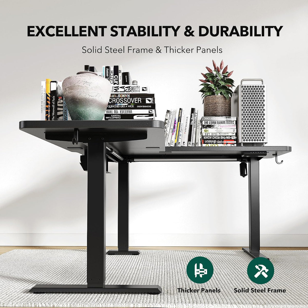 L Shaped Standing Desk - 63 X 55 Inch Electric Adjustable Height Corner Standing Desk, Ergonomic Sit Stand up Table with 3 Memory Buttons, Splice Board for Home Office, Black