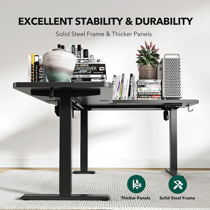 L Shaped Standing Desk - 63 X 55 Inch Electric Adjustable Height Corner Standing Desk, Ergonomic Sit Stand up Table with 3 Memory Buttons, Splice Board for Home Office, Black