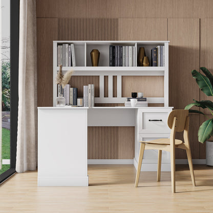 Home Office Computer Desk with Hutch, Antiqued