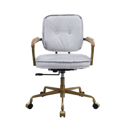 Siecross Top-Grain Leather Swivel Office Chair – Gray or Pink