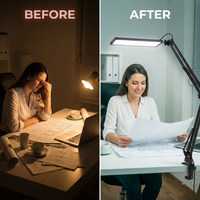2300 Lumens Ultra Bright LED Desk Lamp – Professional Eye Care Task Light 5 Level Adjustable Brightness & Color Temperature, for Home Office, Architecture, Beauty (CCT, Dimming, Black) — Before & After