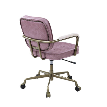 Siecross Top-Grain Leather Swivel Office Chair – Gray or Pink