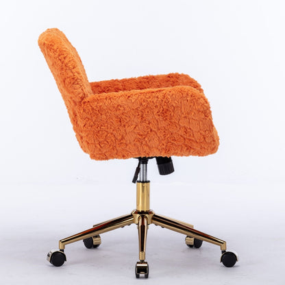 Artificial Rabbit Hair Office Chair with Metal Base - Swivel, Adjustable Height
