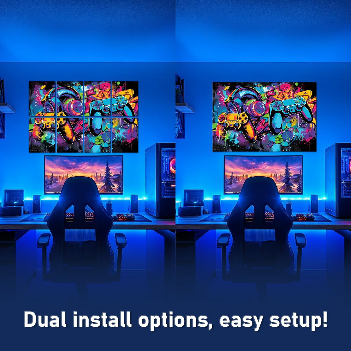 art Acoustic Panels Tiles Decorative Room Sound Proof Foam Absorbing Panels Noise Dampening Canceling Reducing Blocker for Walls (Game Graffiti)