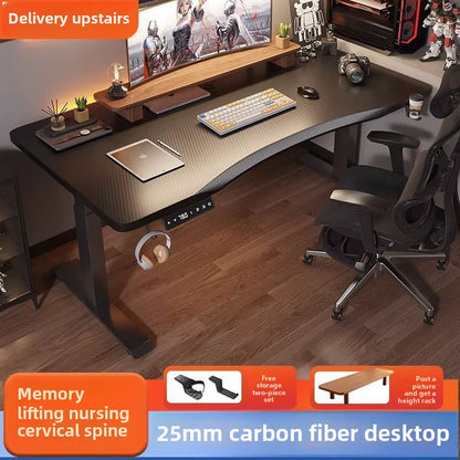 Electric Height Adjustable Desk Workstation Smart Curved Computer Desk Home Adjustable Office Desk Gaming Table Desks Tables