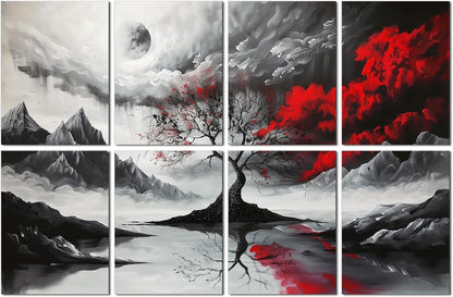 art Acoustic Panels Tiles Decorative Room Sound Proof Foam Absorbing Panels Noise Dampening Canceling Reducing Blocker for Walls (Scarlet Tree, 48 * 32 In)