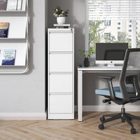 4 Drawer File Cabinet with Lock, Metal Vertical Filing Cabinets for Home Office, Heavy Duty File Storage Cabinet for Letter/Legal/A4/F4 Size File, Assembly Required, White