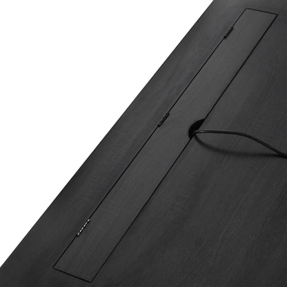 70" Traditional Executive Desk with Metal Trim, 2 File Drawers & USB/Power Outlets – Black