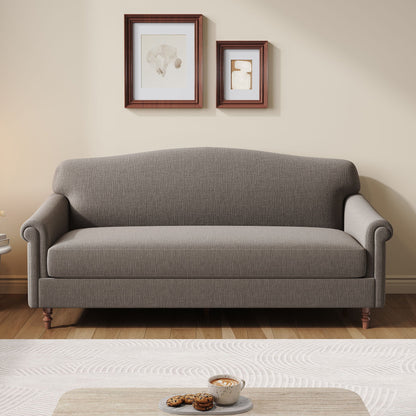 Loveseat Sofa with Rolled Arm  - Brown