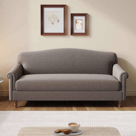 Loveseat Sofa with Rolled Arm  - Brown
