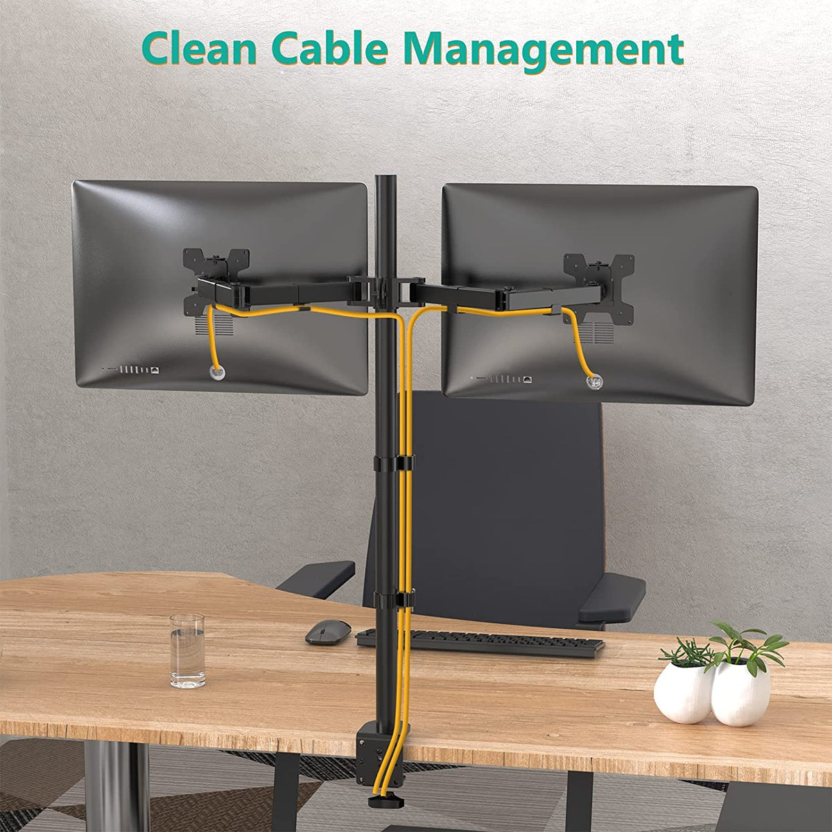 Extra Tall Dual LCD Monitor Fully Adjustable Desk Mount Fits 2 Screens up to 27 Inch, 22 Lbs. Weight Capacity per Arm (M002XL), Black
