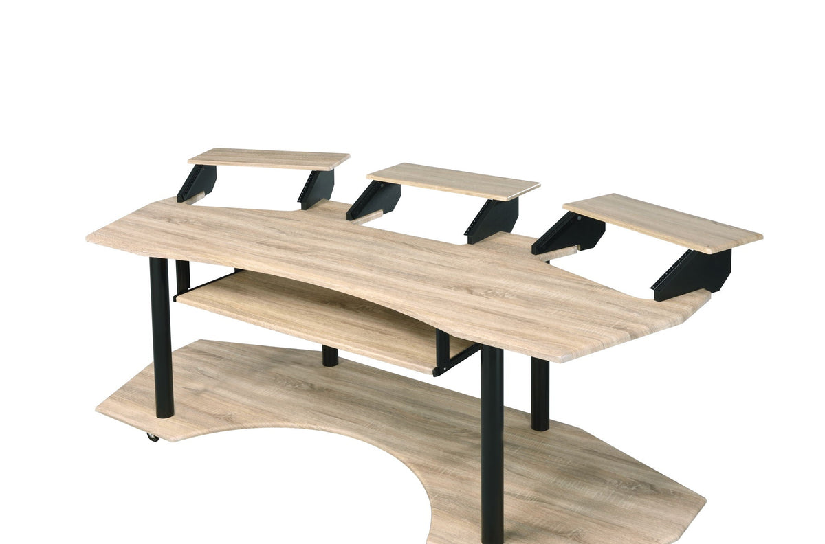 Music Recording Studio Desk Wood Workstation – Light Brown or Dark Gray